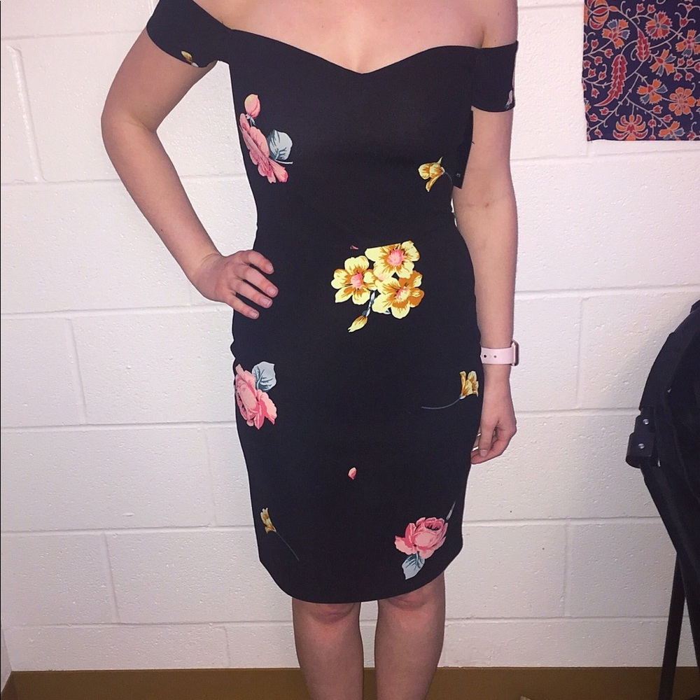 Black Dress w/ Floral Print by Free Press